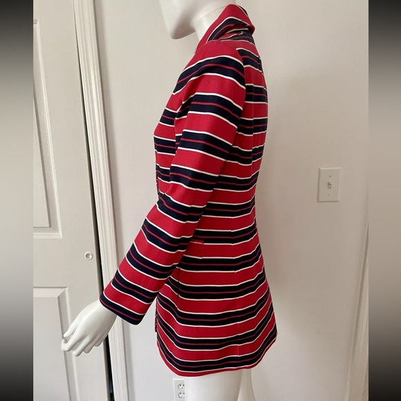 Banana Republic Red & Blue Striped Nautical Coat Gold Buttons - Picture 14 of 15